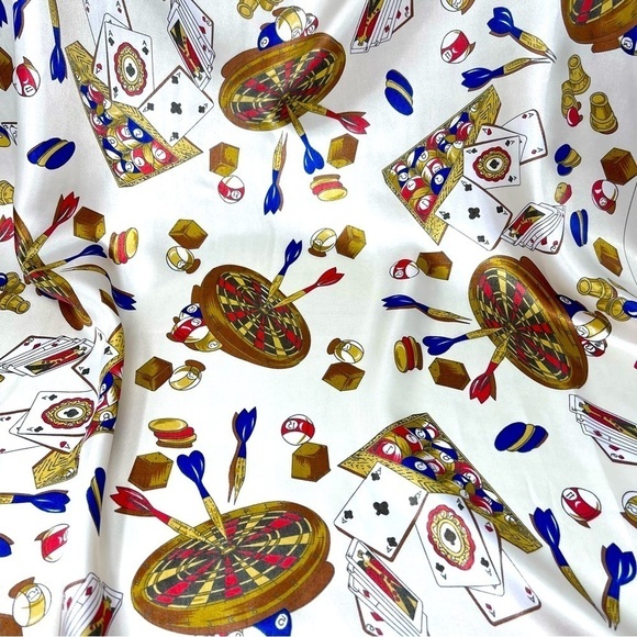 Vintage Retro Pub Scene Square Scarf Playing Games Darts Cards Pool Las Vegas - Picture 3 of 10